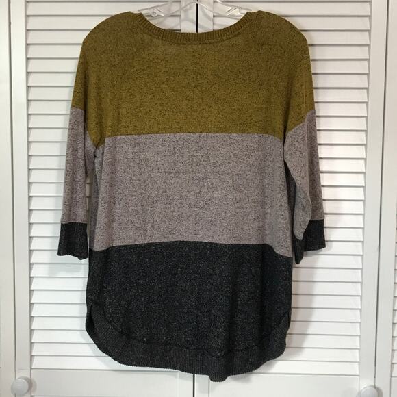 Maurices Multicolor Striped V-Neck ¾ Sleeve Women Sweater M - Picture 2 of 6